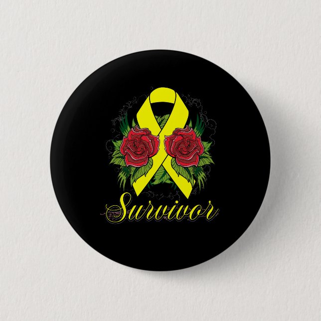 Badge Rond 5 Cm Tatouage du Rose de l'endométriose (Devant)