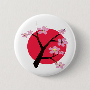 Badge Rond 5 Cm Tatouage japonais de fleurs de cerisier