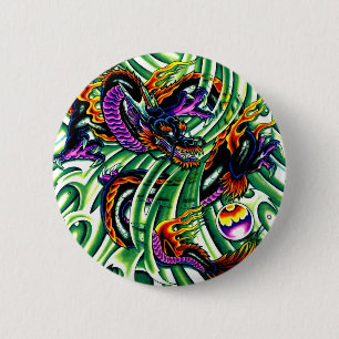 Badge Rond 5 Cm Tatouage japonais Dragon