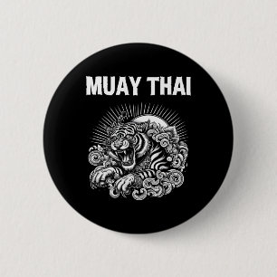 Badge Rond 5 Cm tatouage langue thaï Muay Thai rugissement de tigr