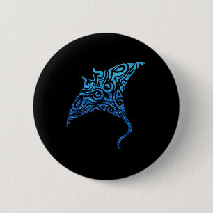 Badge Rond 5 Cm Tatouage polynésien hawaïen de la tribu Manta Ray 