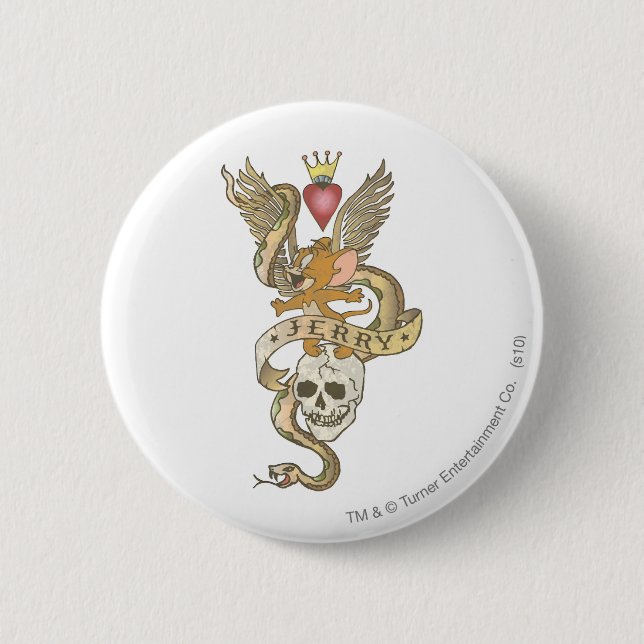 Badge Rond 5 Cm tatouage tordu Jerry 2 (Devant)