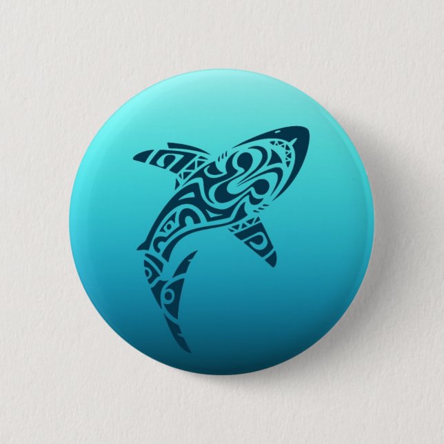 Badge Rond 5 Cm Tatouage tribal de requin (Devant)