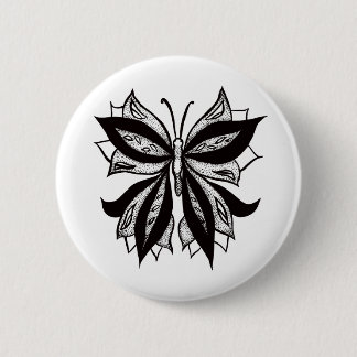 Badge Rond 5 Cm Tatouage Tribal Noir Et Blanc Papillon