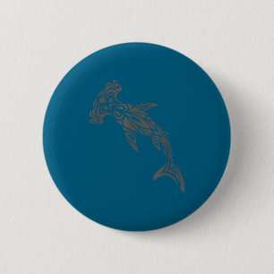 Badge Rond 5 Cm Tatouage tribal polynésien hawaïen de requin marte