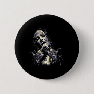 Badge Rond 5 Cm Tatouages de nonne satanique gothique occultes Non