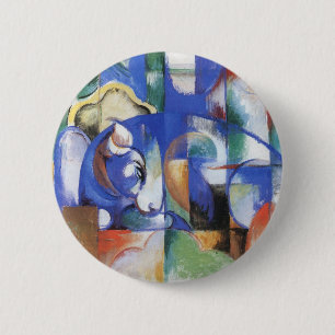 Badge Rond 5 Cm Taureau couché par Franz Marc, Art cubiste vintage