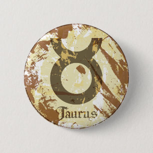 Badge Rond 5 Cm Taureau de grunge d'astrologie