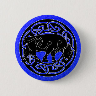 Badge Rond 5 Cm Taureau de la prospérité - bouton de Knotwork de