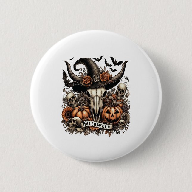 Badge Rond 5 Cm Taureau Halloween Vache (Devant)