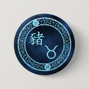 Badge Rond 5 Cm Taurus/Cochon