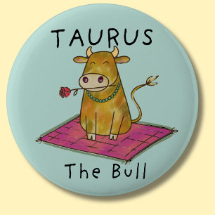 Badge Rond 5 Cm Taurus la constellation d'étoiles zodiaque Bull