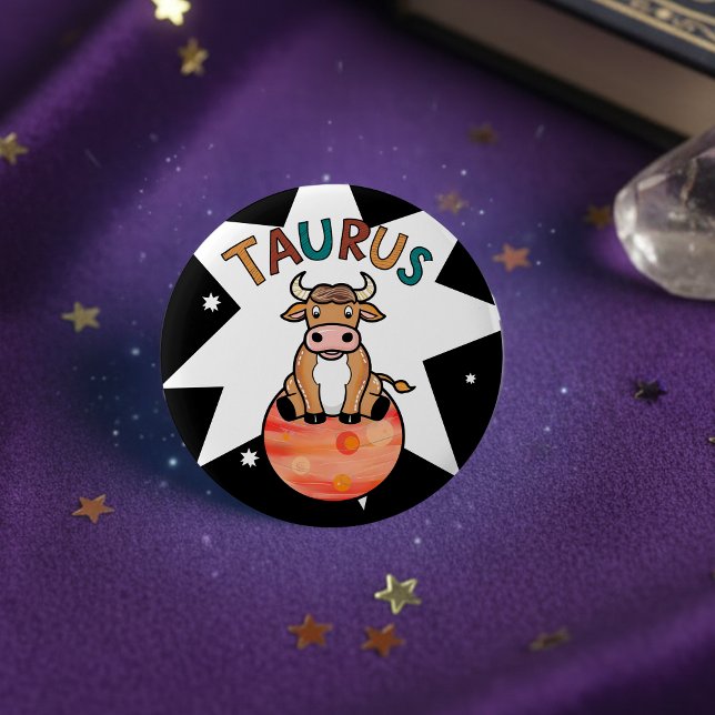 Badge Rond 5 Cm Taurus l'étoile zodiaque Bull (Créateur téléchargé)