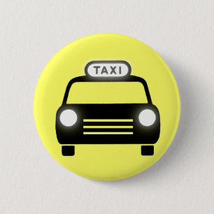Badge Rond 5 Cm Taxi dans noir et le blanc