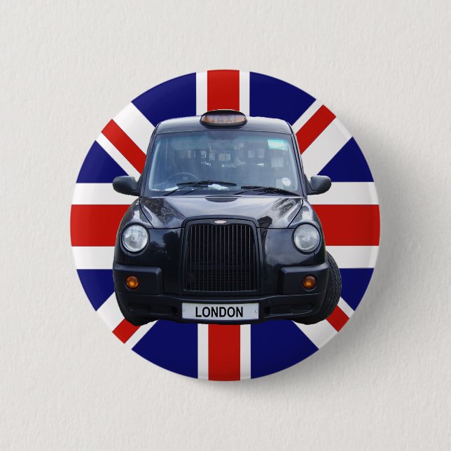Badge Rond 5 Cm Taxi noir de Londres (Devant)