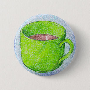 Badge Rond 5 Cm Tea in Green Button