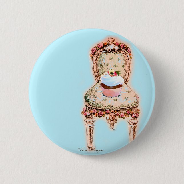 Badge Rond 5 Cm Tea Party Cupcake Design (Devant)