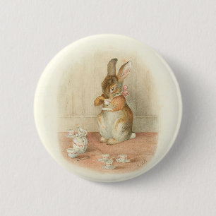 Badge Rond 5 Cm Tea Party de lapin