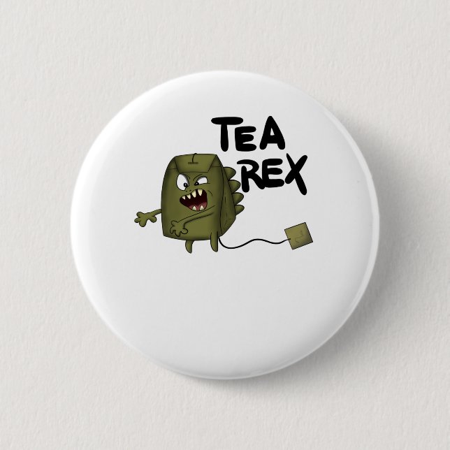 Badge Rond 5 Cm tea rex, funny dinosaur (Devant)
