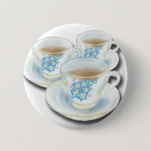 Badge Rond 5 Cm Tea Set anglais - Chine aux fleurs oubliées