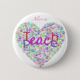 Badge Rond 5 Cm Teach Peace Heart Thunder_Cove