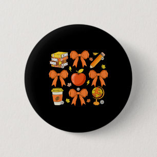 Badge Rond 5 Cm Teacher Fall Chemise Coquette Bow Citrouille Autom