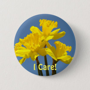 Badge Rond 5 Cm Teachers I Care! bouton Jaune Daffodil Fleurs