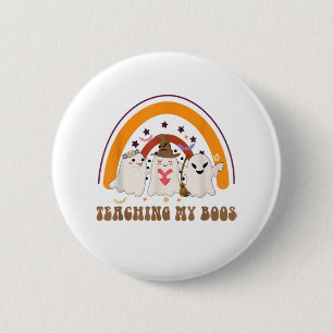 Badge Rond 5 Cm Teaching My Boos Teacher Halloween Retro Cute Ghos