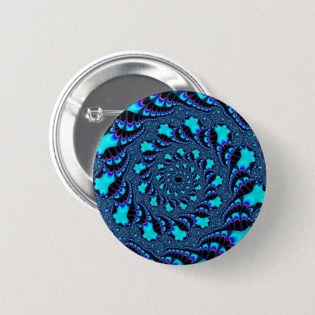 Badge Rond 5 Cm Teal Whirlpool Spiral (Devant & derrière)