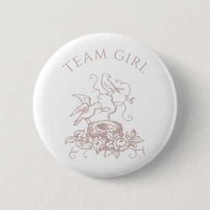 Badge Rond 5 Cm Team Baby Girl Elegant Bird Nest Genre Revela