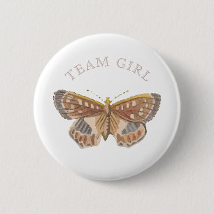 Badge Rond 5 Cm Team Baby Girl Elegant Papillon Genre Revela