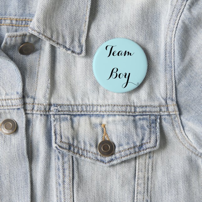 Badge Rond 5 Cm team boy gender reveal party button (En situation)