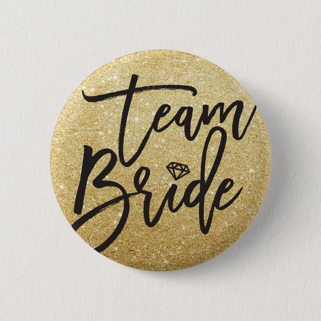 Badge Rond 5 Cm Team Bride Diamond Bridal Party Chic Gold Parties  (Devant)