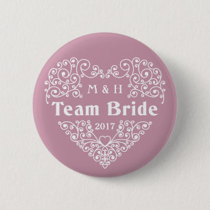 Badge Rond 5 Cm Team Bride monogrammes personnalisés & boutons de