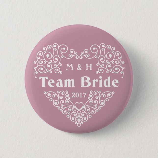 Badge Rond 5 Cm Team Bride monogrammes personnalisés & boutons de  (Devant)