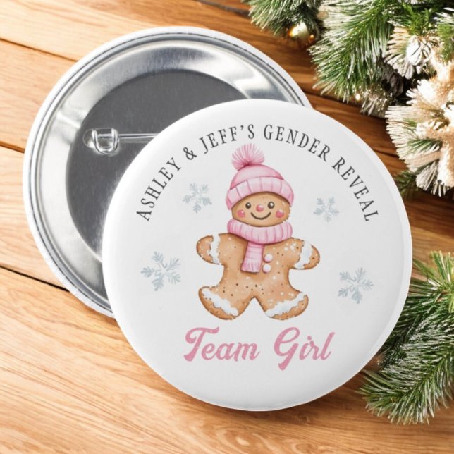 Badge Rond 5 Cm Team Girl Gingerbread Sexe Revevela Party (Créateur téléchargé)