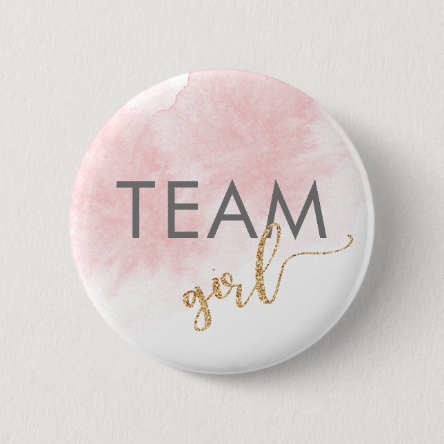 Badge Rond 5 Cm Team Girl Rose Aquarelle Parties scintillant Sexe  (Devant)