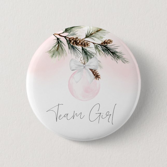 Badge Rond 5 Cm Team Girl Winter Gender Reveal (Devant)
