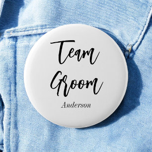 Badge Rond 5 Cm Team Groom Black White Mariage