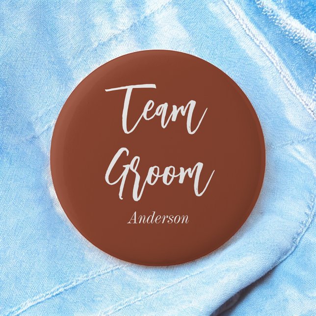 Badge Rond 5 Cm Team Groom Burnt Orange Terracotta (Créateur téléchargé)