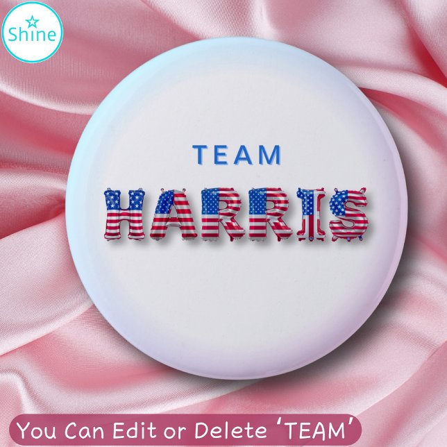 Badge Rond 5 Cm TEAM HARRIS Kamala Harris États-Unis Drapeau (Créateur téléchargé)