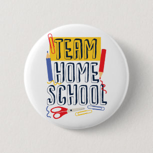 Badge Rond 5 Cm Team Homeschool Enseignant de quarantaine