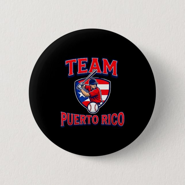 Badge Rond 5 Cm Team Puerto Rico Baseball Flag Patriotic  (Devant)