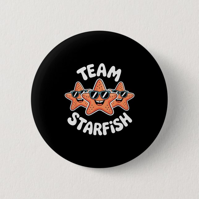 Badge Rond 5 Cm Team Starfish Cool Sungles Ocean Cartoon Crew Funn (Devant)