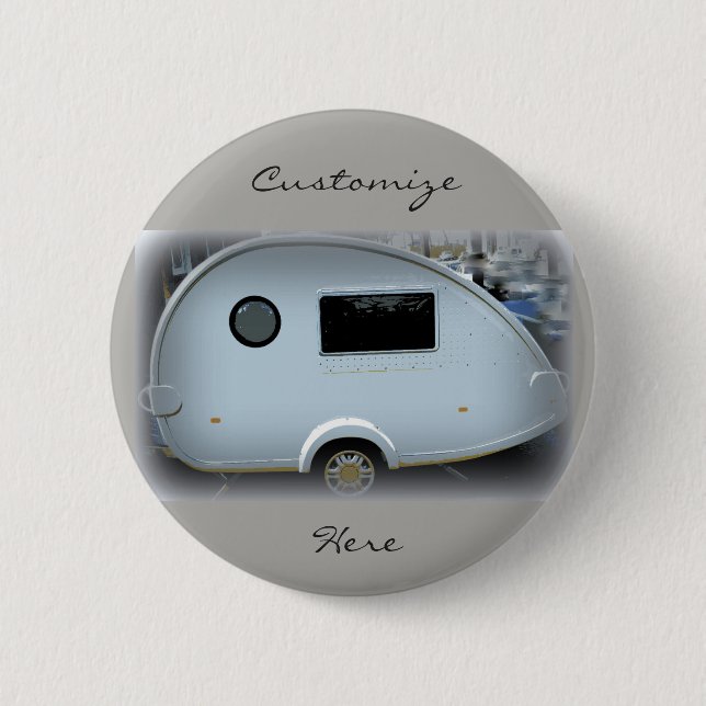 Badge Rond 5 Cm Teardrop caravane gitane heureux glambages (Devant)