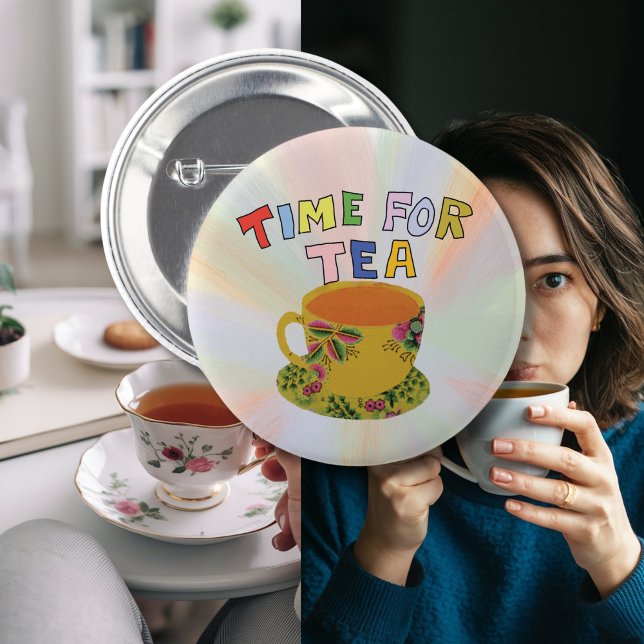 Badge Rond 5 Cm Teatime pour une tasse de thé (Créateur téléchargé)