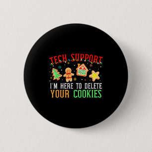 Badge Rond 5 Cm Tech de Noël Soutien ici pour supprimer les cookie