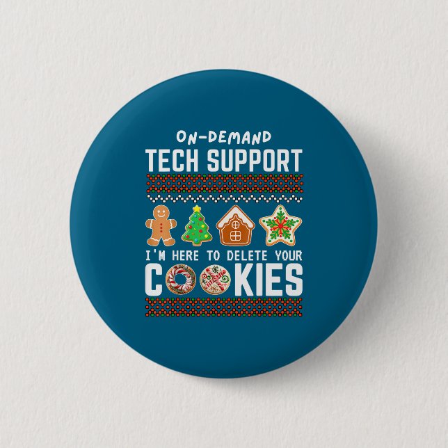 Badge Rond 5 Cm Tech Suprt Delete Cookies Funny Design Christmas P (Devant)