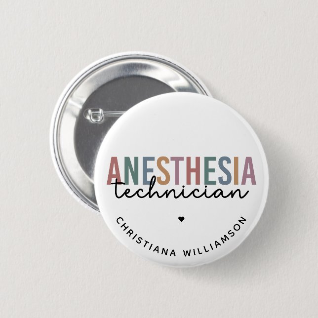 Badge Rond 5 Cm Technicien d'anesthésie personnalisée Technique d' (Devant & derrière)