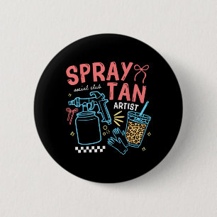 Badge Rond 5 Cm Technicien en bronzage par pulvérisation Tech Retr